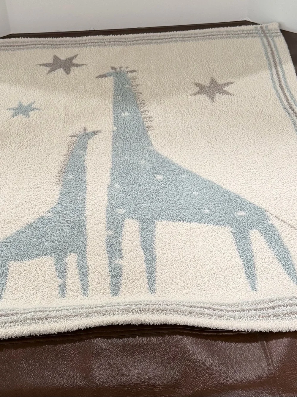 Barefoot Dreams CozyChic Giraffe Stroller Blanket 30x40 Rain Drop Multi